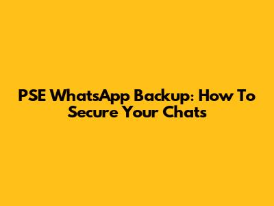 PSE WhatsApp Backup: How To Secure Your Chats