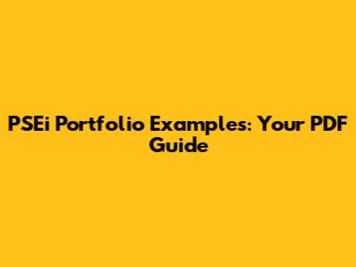 PSEi Portfolio Examples: Your PDF Guide