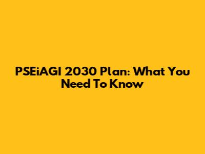 PSEiAGI 2030 Plan: What You Need To Know