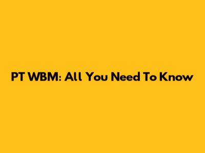 PT WBM: All You Need To Know