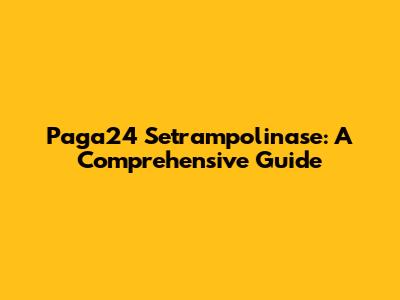Paga24 Setrampolinase: A Comprehensive Guide