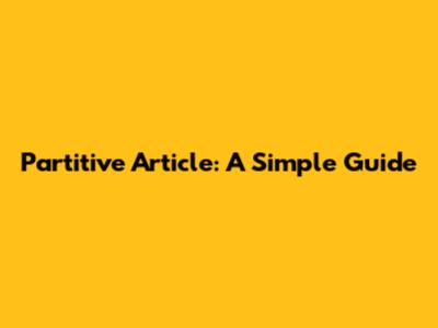 Partitive Article: A Simple Guide