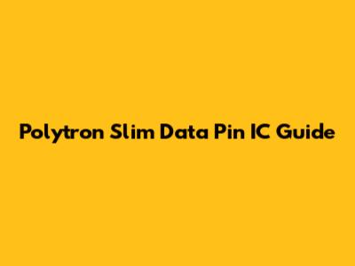 Polytron Slim Data Pin IC Guide
