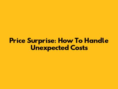 Price Surprise: How To Handle Unexpected Costs