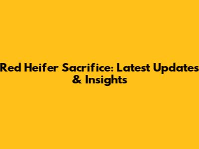 Red Heifer Sacrifice: Latest Updates & Insights