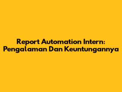 Report Automation Intern: Pengalaman Dan Keuntungannya