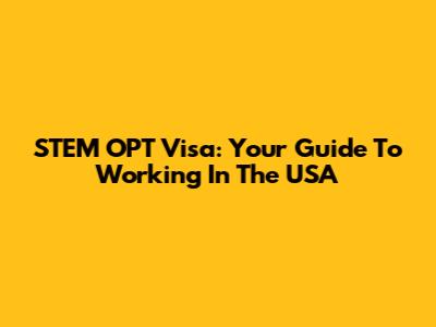 STEM OPT Visa: Your Guide To Working In The USA