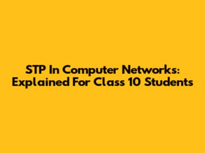 STP In Computer Networks: Explained For Class 10 Students