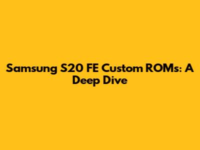 Samsung S20 FE Custom ROMs: A Deep Dive