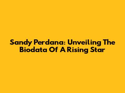 Sandy Perdana: Unveiling The Biodata Of A Rising Star