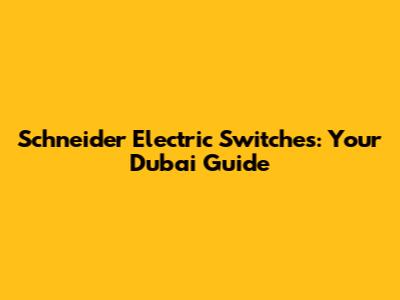 Schneider Electric Switches: Your Dubai Guide