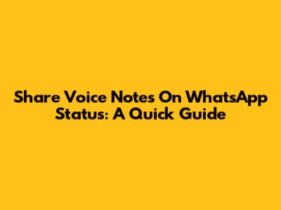 Share Voice Notes On WhatsApp Status: A Quick Guide