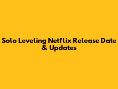 Solo Leveling Netflix Release Date & Updates