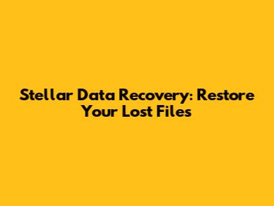 Stellar Data Recovery: Restore Your Lost Files