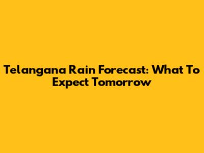 Telangana Rain Forecast: What To Expect Tomorrow