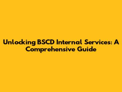 Unlocking BSCD Internal Services: A Comprehensive Guide
