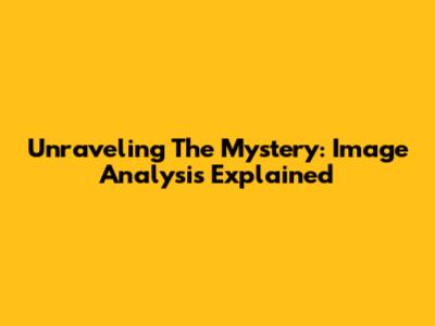 Unraveling The Mystery: Image Analysis Explained