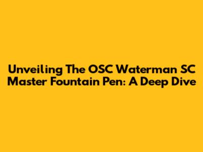 Unveiling The OSC Waterman SC Master Fountain Pen: A Deep Dive