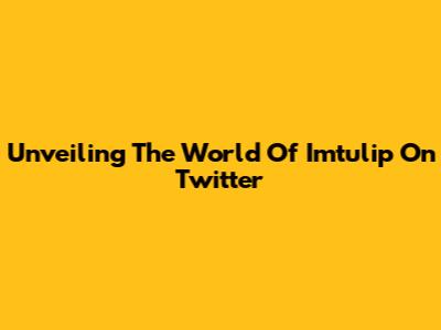 Unveiling The World Of Imtulip On Twitter