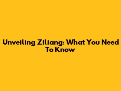 Unveiling Ziliang: What You Need To Know