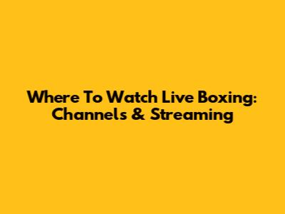 Where To Watch Live Boxing: Channels & Streaming