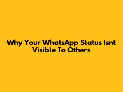 Why Your WhatsApp Status Isn't Visible To Others
