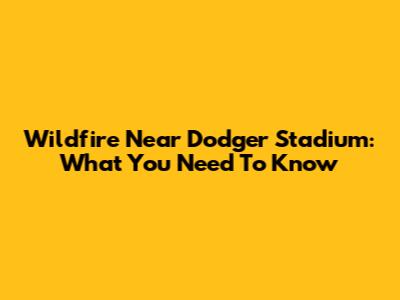 Wildfire Near Dodger Stadium: What You Need To Know