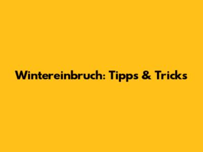 Wintereinbruch: Tipps & Tricks