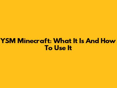 YSM Minecraft: What It Is And How To Use It